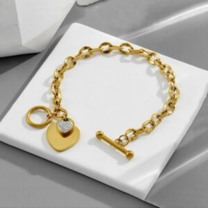 Dual Heart Toggle Chain Bracelet